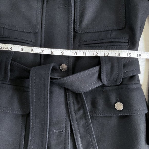 Esprit Outwear Trench Wool Single breasted Coat Overcoat Pockets Black S Small - Picture 11 of 16